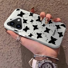 HONTINGA iPhone 16 ile Uyumlu Kılıfı Silikon Kenar Sert Arka Düşüme Önleyici Basitlik Anti Düşme Kamera Korumali Siyah Kelebek Desen Telefon Kılıfı Kadın ve Erkek Için Uygundur K1-0721