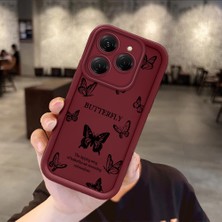 HONTINGA Tecno Spark 20 Pro ile Uyumlu Kılıfı Düşüme Önleyici Basitlik Anti Düşme Kamera Korumali Küçük Kelebek Desen Bordo Yumuşak Silikon Telefon Kılıfı Kadın ve Erkek Için Uygundur K2-7220