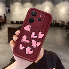 HONTINGA Xiaomi Redmi Note 14 ile Uyumlu Kılıfı Düşüme Önleyici Basitlik Anti Düşme Kamera Korumali Pembe Kalp Desen Bordo Yumuşak Silikon Telefon Kılıfı Kadın ve Erkek Için Uygundur K2-7215
