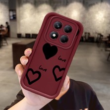 HONTINGA Xiaomi Redmi Note 14 Pro Plus ile Uyumlu Kılıfı Düşüme Önleyici Basitlik Anti Düşme Kamera Korumali Kalp Desen Bordo Yumuşak Silikon Telefon Kılıfı Kadın ve Erkek Için Uygundur K2-7217