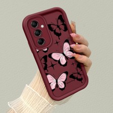 HONTINGA Samsung Galaxy M14 ile Uyumlu Kılıfı Düşüme Önleyici Basitlik Anti Düşme Kamera Korumali Kelebek Desen Bordo Yumuşak Silikon Telefon Kılıfı Kadın ve Erkek Için Uygundur K2-7222