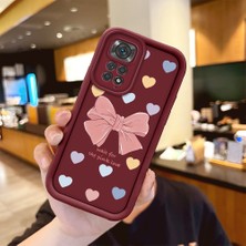 HONTINGA Xiaomi Redmi Note 11 ile Uyumlu Kılıfı Düşüme Önleyici Basitlik Anti Düşme Kamera Korumali Papyon Desen Bordo Yumuşak Silikon Telefon Kılıfı Kadın ve Erkek Için Uygundur K2-7219