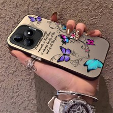HONTINGA Realme C53 ile Uyumlu Kılıfı Silikon Kenar Sert Arka Düşüme Önleyici Basitlik Anti Düşme Kamera Korumali Renkli Kelebek Desen Telefon Kılıfı Kadın ve Erkek Için Uygundur K1-0723