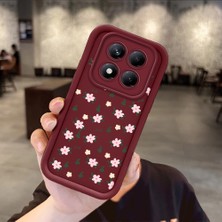 HONTINGA Xiaomi Redmi Note 14 Pro ile Uyumlu Kılıfı Düşüme Önleyici Basitlik Anti Düşme Kamera Korumali Küçük Çiçek Desen Bordo Yumuşak Silikon Telefon Kılıfı Kadın ve Erkek Için Uygundur K2-7221