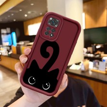 HONTINGA Xiaomi Redmi Note 11 ile Uyumlu Kılıfı Düşüme Önleyici Basitlik Anti Düşme Kamera Korumali Kedi Desen Bordo Yumuşak Silikon Telefon Kılıfı Kadın ve Erkek Için Uygundur K2-7213