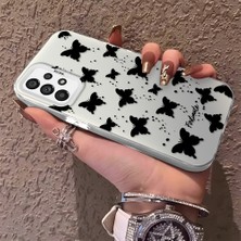 HONTINGA Samsung Galaxy A73 ile Uyumlu Kılıfı Silikon Kenar Sert Arka Düşüme Önleyici Basitlik Anti Düşme Kamera Korumali Siyah Kelebek Desen Telefon Kılıfı Kadın ve Erkek Için Uygundur K1-0721
