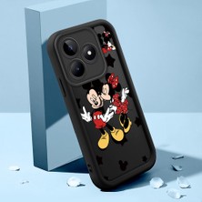 HONTINGA Realme Note 50 ile Uyumlu Kılıfı Düşüme Önleyici Basitlik Anti Düşme Kamera Korumali Mickey ve Minnie Desen Siyah Yumuşak Silikon Telefon Kılıfı Kadın ve Erkek Için Uygundur K2-0399