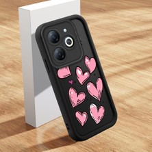 HONTINGA Infinix Smart 8 ile Uyumlu Kılıfı Düşüme Önleyici Basitlik Anti Düşme Kamera Korumali Pembe Kalp Desen Siyah Yumuşak Silikon Telefon Kılıfı Kadın ve Erkek Için Uygundur K2-0405