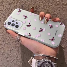 HONTINGA Samsung Galaxy A72 ile Uyumlu Kılıfı Silikon Kenar Sert Arka Düşüme Önleyici Basitlik Anti Düşme Kamera Korumali Küçük Kelebek Desen Telefon Kılıfı Kadın ve Erkek Için Uygundur K1-0718