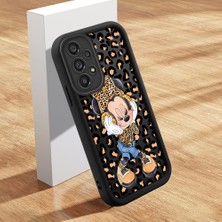 HONTINGA Samsung Galaxy A73 ile Uyumlu Kılıfı Düşüme Önleyici Basitlik Anti Düşme Kamera Korumali Mickey Minnie Desen Siyah Yumuşak Silikon Telefon Kılıfı Kadın ve Erkek Için Uygundur K2-0398