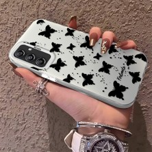 HONTINGA Samsung Galaxy M34 ile Uyumlu Kılıfı Silikon Kenar Sert Arka Düşüme Önleyici Basitlik Anti Düşme Kamera Korumali Siyah Kelebek Desen Telefon Kılıfı Kadın ve Erkek Için Uygundur K1-0721
