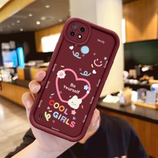 HONTINGA Realme C21 ile Uyumlu Kılıfı Düşüme Önleyici Basitlik Anti Düşme Kamera Korumali Pembe Kalp Desen Bordo Yumuşak Silikon Telefon Kılıfı Kadın ve Erkek Için Uygundur K2-7215