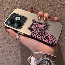 HONTINGA Tecno Spark Go 2024 ile Uyumlu Kılıfı Silikon Kenar Sert Arka Düşüme Önleyici Basitlik Anti Düşme Kamera Korumali Pembe Leopar Desen Telefon Kılıfı Kadın ve Erkek Için Uygundur K1-0720