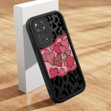 HONTINGA Xiaomi Redmi Note 11S ile Uyumlu Kılıfı Düşüme Önleyici Basitlik Anti Düşme Kamera Korumali Leopar Kalp Desen Siyah Yumuşak Silikon Telefon Kılıfı Kadın ve Erkek Için Uygundur K2-0406