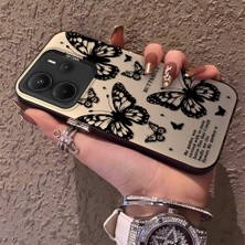 HONTINGA Xiaomi Redmi Note 14 ile Uyumlu Kılıfı Silikon Kenar Sert Arka Düşüme Önleyici Basitlik Anti Düşme Kamera Korumali Kelebek Desen Telefon Kılıfı Kadın ve Erkek Için Uygundur K1-0719