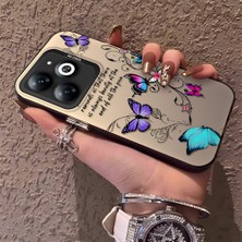 HONTINGA Tecno Spark 20 ile Uyumlu Kılıfı Silikon Kenar Sert Arka Düşüme Önleyici Basitlik Anti Düşme Kamera Korumali Renkli Kelebek Desen Telefon Kılıfı Kadın ve Erkek Için Uygundur K1-0723