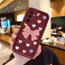 HONTINGA Samsung Galaxy A15 ile Uyumlu Kılıfı Düşüme Önleyici Basitlik Anti Düşme Kamera Korumali Papyon Desen Bordo Yumuşak Silikon Telefon Kılıfı Kadın ve Erkek Için Uygundur K2-7219