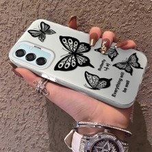 HONTINGA Samsung Galaxy M15 ile Uyumlu Kılıfı Silikon Kenar Sert Arka Düşüme Önleyici Basitlik Anti Düşme Kamera Korumali Renkli Kelebek Desen Telefon Kılıfı Kadın ve Erkek Için Uygundur K1-0723
