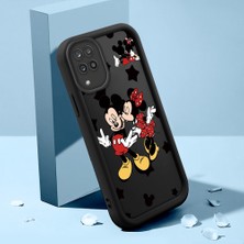 HONTINGA Samsung Galaxy A12 ile Uyumlu Kılıfı Düşüme Önleyici Basitlik Anti Düşme Kamera Korumali Mickey ve Minnie Desen Siyah Yumuşak Silikon Telefon Kılıfı Kadın ve Erkek Için Uygundur K2-0399