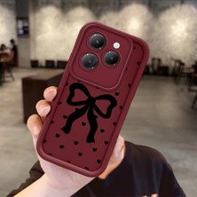 HONTINGA Infinix Hot 40 ile Uyumlu Kılıfı Düşüme Önleyici Basitlik Anti Düşme Kamera Korumali Papyon Desen Bordo Yumuşak Silikon Telefon Kılıfı Kadın ve Erkek Için Uygundur K2-7219