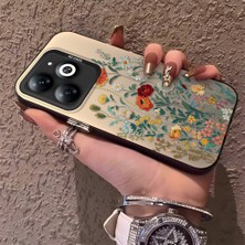 HONTINGA Tecno Spark 20C ile Uyumlu Kılıfı Silikon Kenar Sert Arka Düşüme Önleyici Basitlik Anti Düşme Kamera Korumali Çiçekler Desen Telefon Kılıfı Kadın ve Erkek Için Uygundur K1-0722
