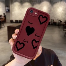 HONTINGA iPhone 7 ile Uyumlu Kılıfı Düşüme Önleyici Basitlik Anti Düşme Kamera Korumali Kalp Desen Bordo Yumuşak Silikon Telefon Kılıfı Kadın ve Erkek Için Uygundur K2-7217