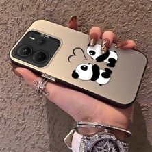 HONTINGA Xiaomi Redmi Note 14 ile Uyumlu Kılıfı Silikon Kenar Sert Arka Düşüme Önleyici Basitlik Anti Düşme Kamera Korumali Panda Desen Telefon Kılıfı Kadın ve Erkek Için Uygundur K1-0726