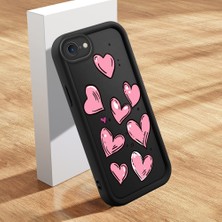 HONTINGA iPhone 7 ile Uyumlu Kılıfı Düşüme Önleyici Basitlik Anti Düşme Kamera Korumali Pembe Kalp Desen Siyah Yumuşak Silikon Telefon Kılıfı Kadın ve Erkek Için Uygundur K2-0405