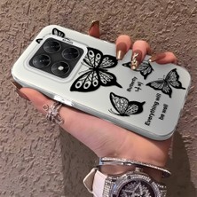 HONTINGA Poco X7 ile Uyumlu Kılıfı Silikon Kenar Sert Arka Düşüme Önleyici Basitlik Anti Düşme Kamera Korumali Renkli Kelebek Desen Telefon Kılıfı Kadın ve Erkek Için Uygundur K1-0723