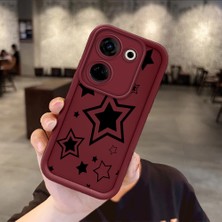 HONTINGA Tecno Camon 20 ile Uyumlu Kılıfı Düşüme Önleyici Basitlik Anti Düşme Kamera Korumali Siyah Yıldız Desen Bordo Yumuşak Silikon Telefon Kılıfı Kadın ve Erkek Için Uygundur K2-7218