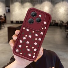 HONTINGA Infinix Hot 40 ile Uyumlu Kılıfı Düşüme Önleyici Basitlik Anti Düşme Kamera Korumali Küçük Çiçek Desen Bordo Yumuşak Silikon Telefon Kılıfı Kadın ve Erkek Için Uygundur K2-7221