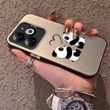 HONTINGA Infinix Smart 8 ile Uyumlu Kılıfı Silikon Kenar Sert Arka Düşüme Önleyici Basitlik Anti Düşme Kamera Korumali Panda Desen Telefon Kılıfı Kadın ve Erkek Için Uygundur K1-0726