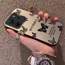 HONTINGA Xiaomi Redmi Note 14 ile Uyumlu Kılıfı Silikon Kenar Sert Arka Düşüme Önleyici Basitlik Anti Düşme Kamera Korumali Siyah Kelebek Desen Telefon Kılıfı Kadın ve Erkek Için Uygundur K1-0721