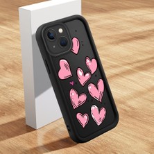 HONTINGA iPhone 14 Plus ile Uyumlu Kılıfı Düşüme Önleyici Basitlik Anti Düşme Kamera Korumali Pembe Kalp Desen Siyah Yumuşak Silikon Telefon Kılıfı Kadın ve Erkek Için Uygundur K2-0405