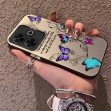 HONTINGA Xiaomi Redmi 13 ile Uyumlu Kılıfı Silikon Kenar Sert Arka Düşüme Önleyici Basitlik Anti Düşme Kamera Korumali Renkli Kelebek Desen Telefon Kılıfı Kadın ve Erkek Için Uygundur K1-0723