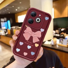 HONTINGA Infinix Smart 8 ile Uyumlu Kılıfı Düşüme Önleyici Basitlik Anti Düşme Kamera Korumali Papyon Desen Bordo Yumuşak Silikon Telefon Kılıfı Kadın ve Erkek Için Uygundur K2-7219