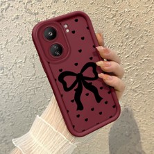 HONTINGA Poco C65 ile Uyumlu Kılıfı Düşüme Önleyici Basitlik Anti Düşme Kamera Korumali Papyon Desen Bordo Yumuşak Silikon Telefon Kılıfı Kadın ve Erkek Için Uygundur K2-7219