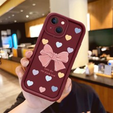 HONTINGA iPhone 15 ile Uyumlu Kılıfı Düşüme Önleyici Basitlik Anti Düşme Kamera Korumali Papyon Desen Bordo Yumuşak Silikon Telefon Kılıfı Kadın ve Erkek Için Uygundur K2-7219