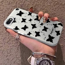 HONTINGA iPhone Se 2022 ile Uyumlu Kılıfı Silikon Kenar Sert Arka Düşüme Önleyici Basitlik Anti Düşme Kamera Korumali Siyah Kelebek Desen Telefon Kılıfı Kadın ve Erkek Için Uygundur K1-0721