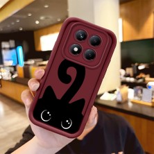 HONTINGA Xiaomi Redmi Note 14 Pro ile Uyumlu Kılıfı Düşüme Önleyici Basitlik Anti Düşme Kamera Korumali Kedi Desen Bordo Yumuşak Silikon Telefon Kılıfı Kadın ve Erkek Için Uygundur K2-7213