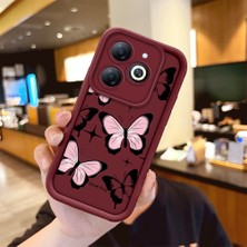 HONTINGA Tecno Spark 20 ile Uyumlu Kılıfı Düşüme Önleyici Basitlik Anti Düşme Kamera Korumali Kelebek Desen Bordo Yumuşak Silikon Telefon Kılıfı Kadın ve Erkek Için Uygundur K2-7222