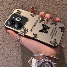 HONTINGA Infinix Smart 8 ile Uyumlu Kılıfı Silikon Kenar Sert Arka Düşüme Önleyici Basitlik Anti Düşme Kamera Korumali Siyah Kelebek Desen Telefon Kılıfı Kadın ve Erkek Için Uygundur K1-0721