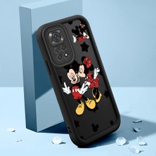 HONTINGA Xiaomi Redmi Note 11S ile Uyumlu Kılıfı Düşüme Önleyici Basitlik Anti Düşme Kamera Korumali Mickey ve Minnie Desen Siyah Yumuşak Silikon Telefon Kılıfı Kadın ve Erkek Için Uygundur K2-0399