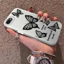 HONTINGA iPhone Se 2022 ile Uyumlu Kılıfı Silikon Kenar Sert Arka Düşüme Önleyici Basitlik Anti Düşme Kamera Korumali Renkli Kelebek Desen Telefon Kılıfı Kadın ve Erkek Için Uygundur K1-0723