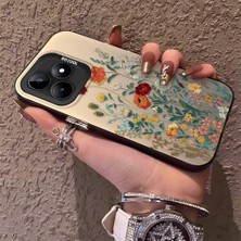 HONTINGA Realme C53 ile Uyumlu Kılıfı Silikon Kenar Sert Arka Düşüme Önleyici Basitlik Anti Düşme Kamera Korumali Çiçekler Desen Telefon Kılıfı Kadın ve Erkek Için Uygundur K1-0722