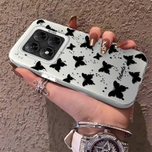 HONTINGA Poco X7 ile Uyumlu Kılıfı Silikon Kenar Sert Arka Düşüme Önleyici Basitlik Anti Düşme Kamera Korumali Siyah Kelebek Desen Telefon Kılıfı Kadın ve Erkek Için Uygundur K1-0721