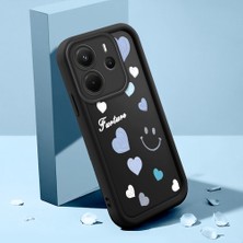 HONTINGA Xiaomi Redmi Note 14 ile Uyumlu Kılıfı Düşüme Önleyici Basitlik Anti Düşme Kamera Korumali Pembe Kalp Desen Siyah Yumuşak Silikon Telefon Kılıfı Kadın ve Erkek Için Uygundur K2-0405