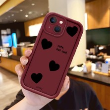 HONTINGA iPhone 15 ile Uyumlu Kılıfı Düşüme Önleyici Basitlik Anti Düşme Kamera Korumali Kalp Desen Bordo Yumuşak Silikon Telefon Kılıfı Kadın ve Erkek Için Uygundur K2-7217