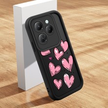 HONTINGA Infinix Hot 40 ile Uyumlu Kılıfı Düşüme Önleyici Basitlik Anti Düşme Kamera Korumali Pembe Kalp Desen Siyah Yumuşak Silikon Telefon Kılıfı Kadın ve Erkek Için Uygundur K2-0405