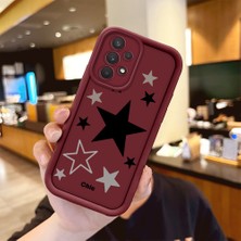 HONTINGA Samsung Galaxy A32 ile Uyumlu Kılıfı Düşüme Önleyici Basitlik Anti Düşme Kamera Korumali Siyah Yıldız Desen Bordo Yumuşak Silikon Telefon Kılıfı Kadın ve Erkek Için Uygundur K2-7218